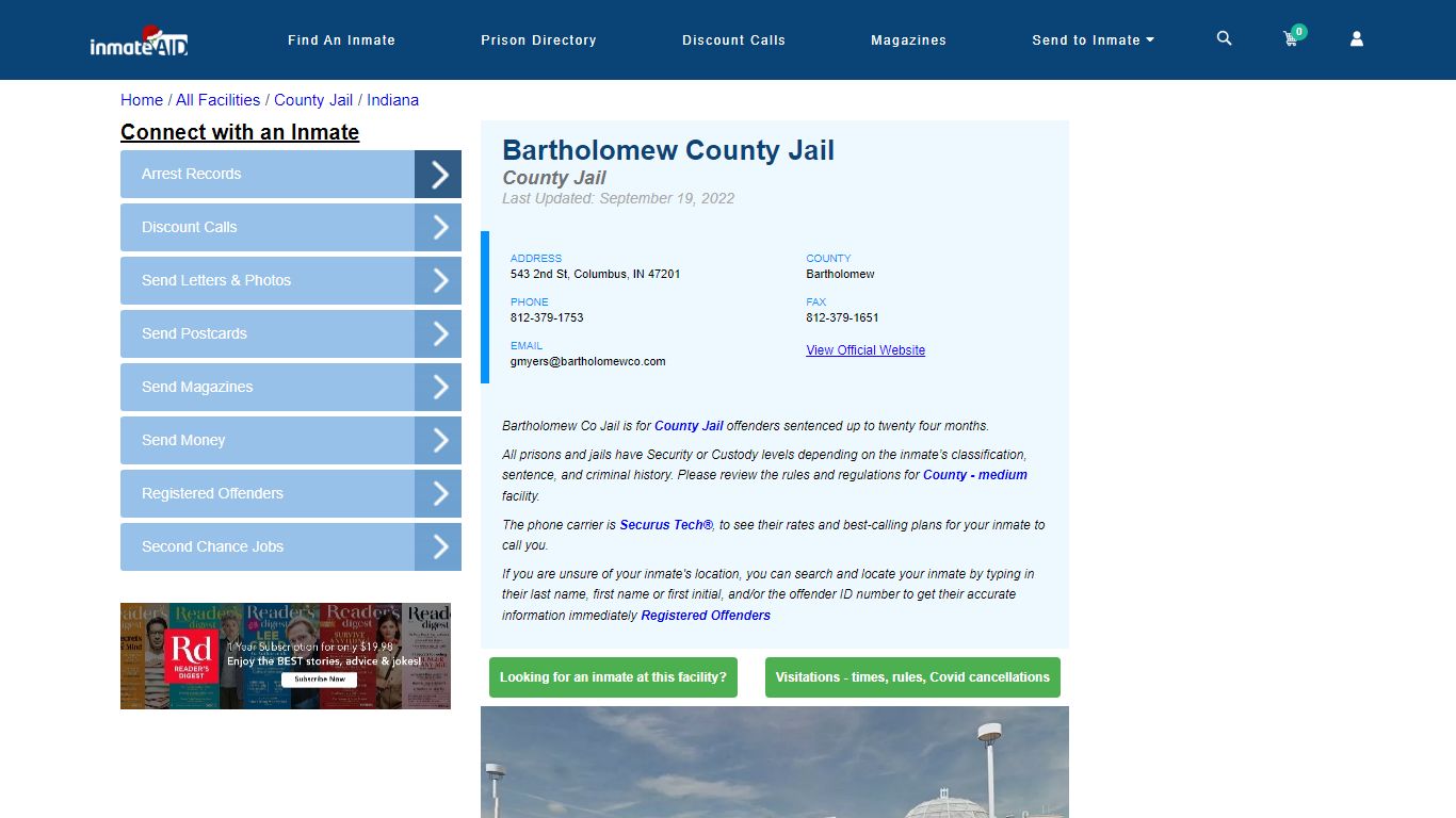 Bartholomew County Jail - Inmate Locator - Columbus, IN